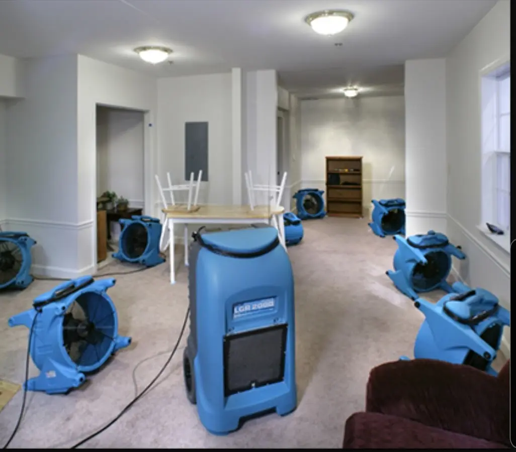 Air movers and dehumidifier setup for Water Extraction & Removal in Swampscott